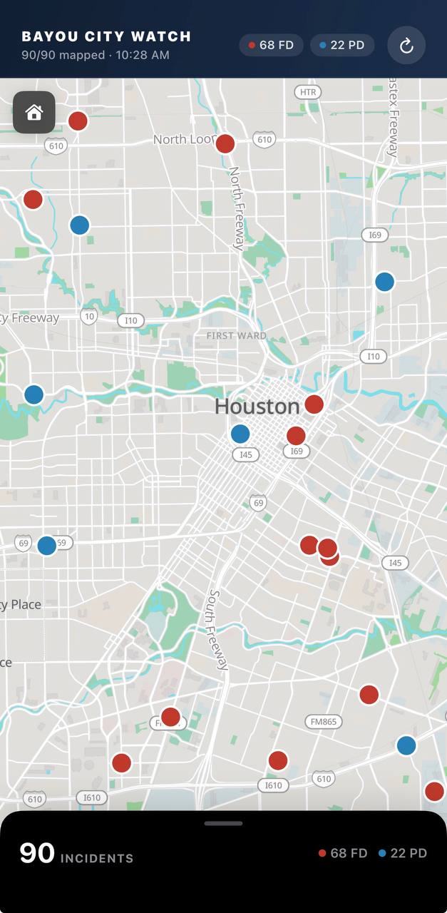 Bayou City Watch map overview screenshot